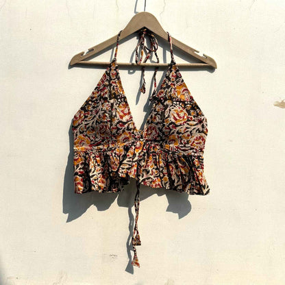 Black Kalamkari Halter Neck Top