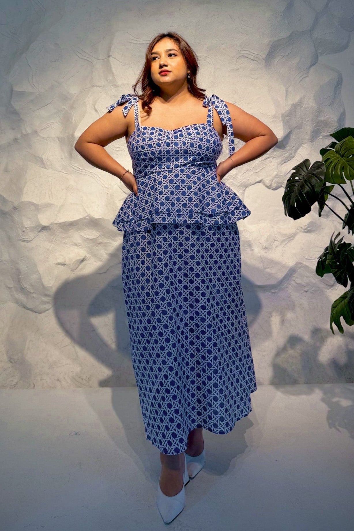 Calypso Peplum Top and Straight Skirt Co-ord Set