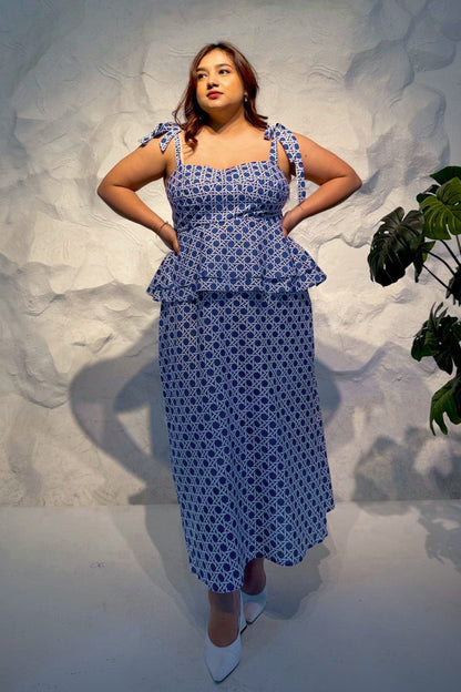 Calypso Peplum Top and Straight Skirt Co-ord Set