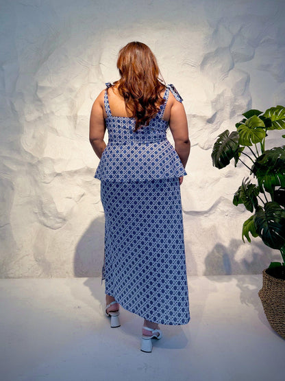 Calypso Peplum Top and Straight Skirt Co-ord Set