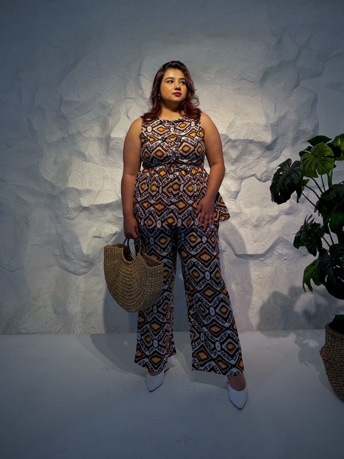 Savanna Peplum Top and Straight Pants Co-ord Set