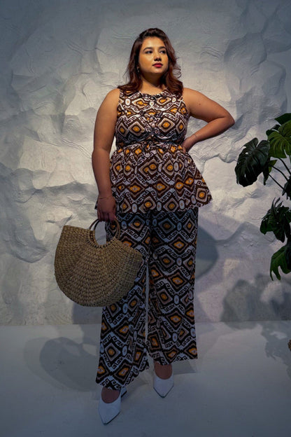 Savanna Peplum Top and Straight Pants Co-ord Set