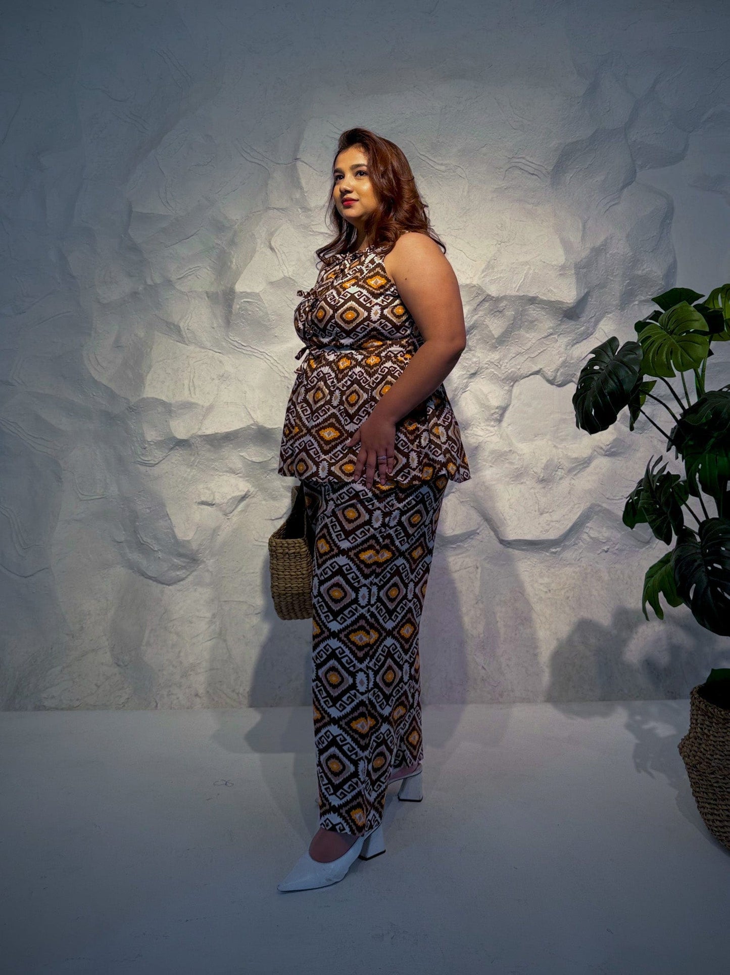 Savanna Peplum Top and Straight Pants Co-ord Set