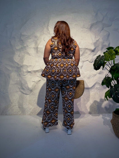 Savanna Peplum Top and Straight Pants Co-ord Set