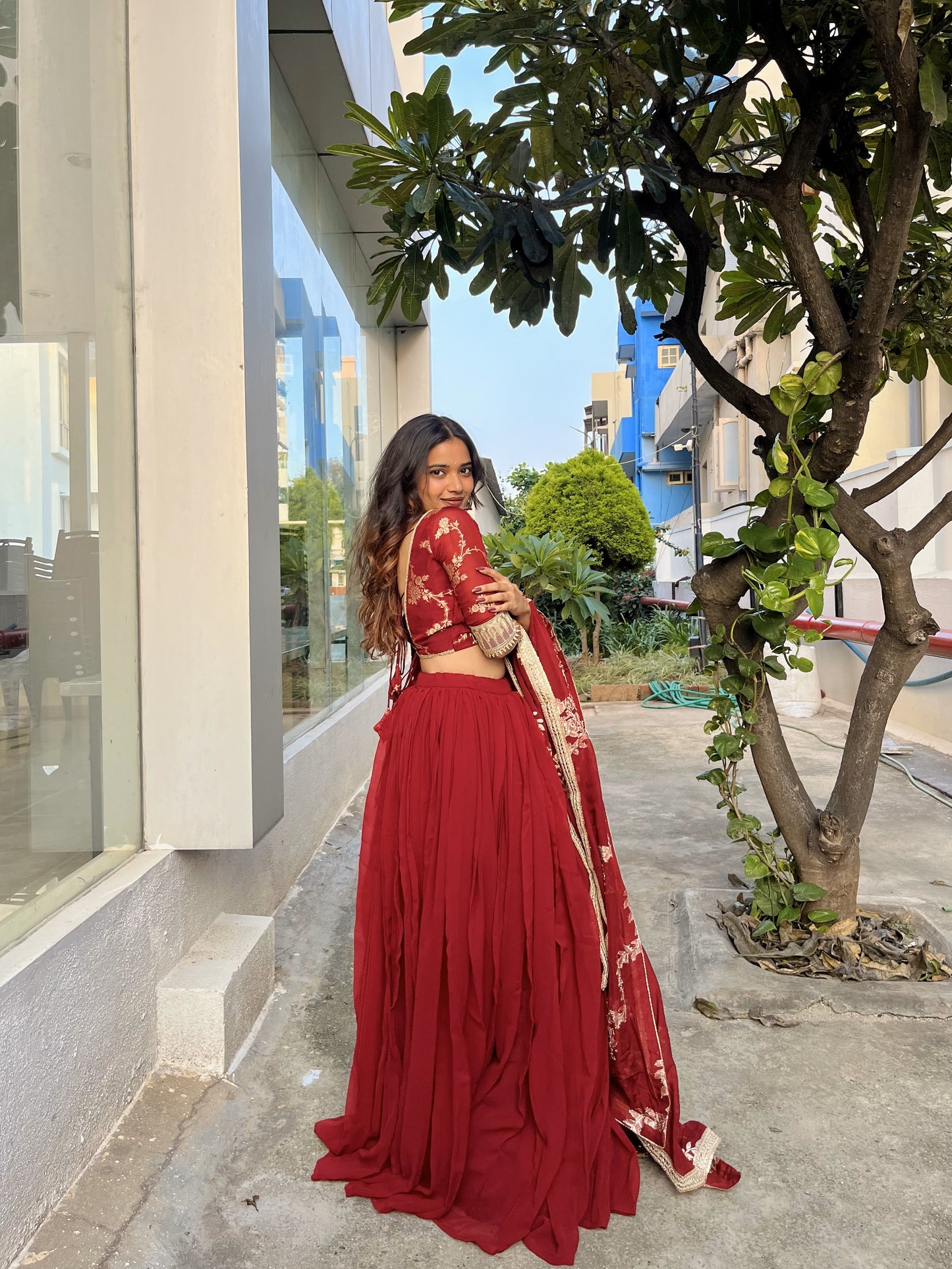 Maroon Minimalist Lehenga