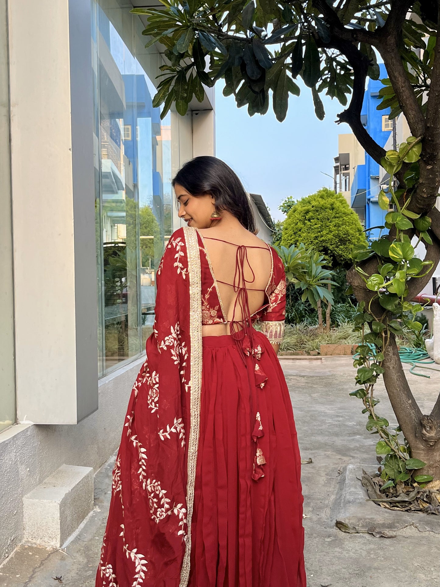 Maroon Minimalist Lehenga