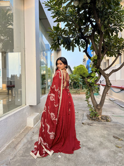 Maroon Minimalist Lehenga