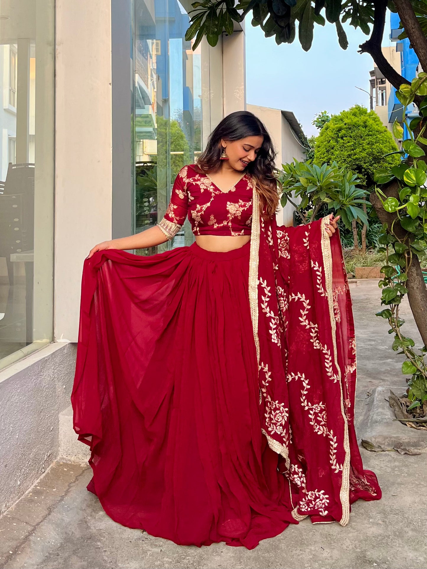 Maroon Minimalist Lehenga