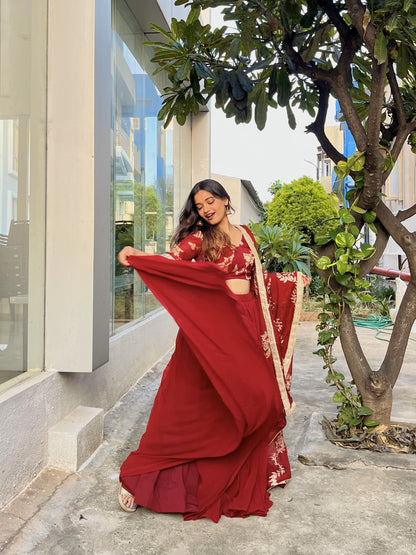 Maroon Minimalist Lehenga