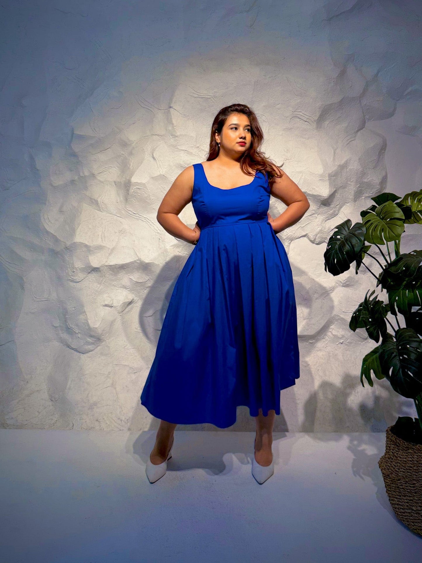 Capri Pleated Cotton Midi Dress