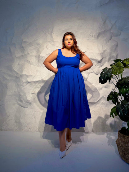 Capri Pleated Cotton Midi Dress