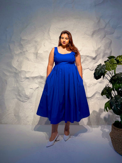 Capri Pleated Cotton Midi Dress