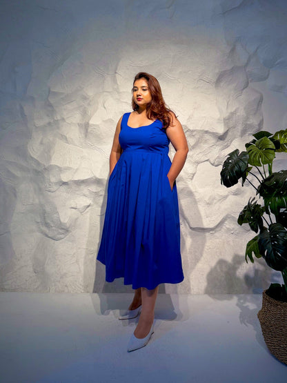 Capri Pleated Cotton Midi Dress