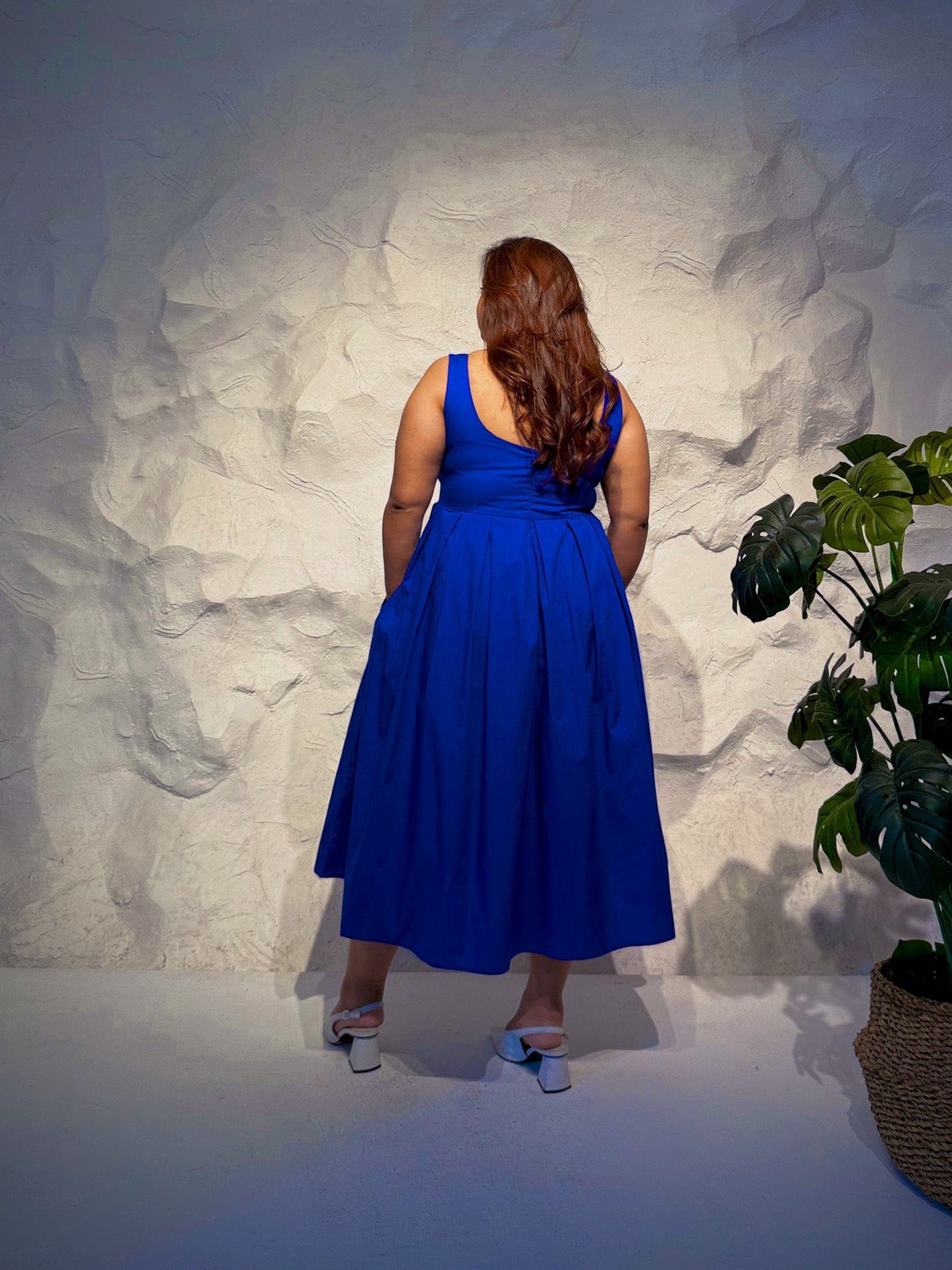 Capri Pleated Cotton Midi Dress