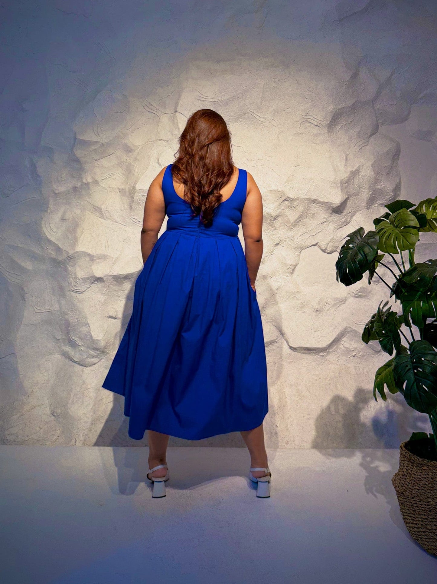 Capri Pleated Cotton Midi Dress