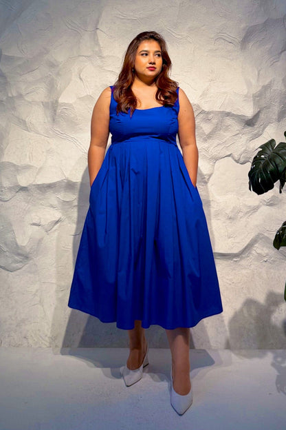 Capri Pleated Cotton Midi Dress