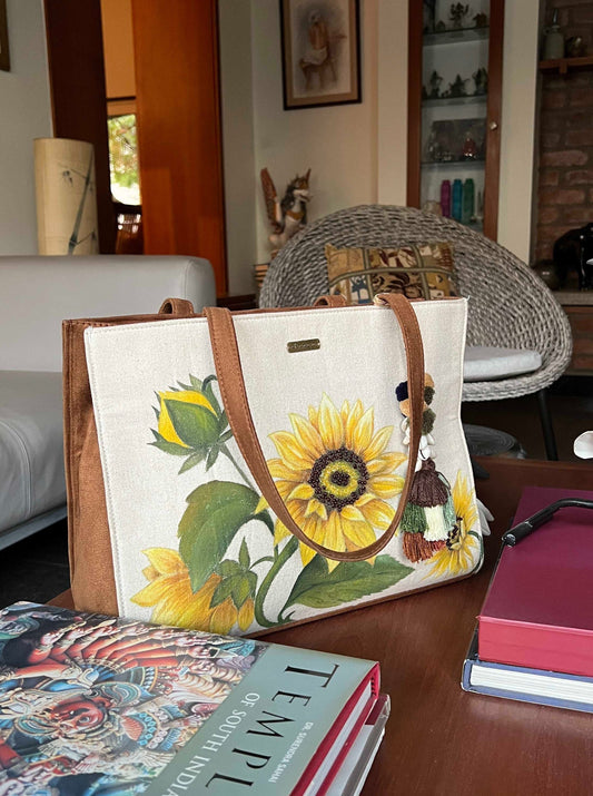 Personalised Hand-painted Sunflower Tote Bag