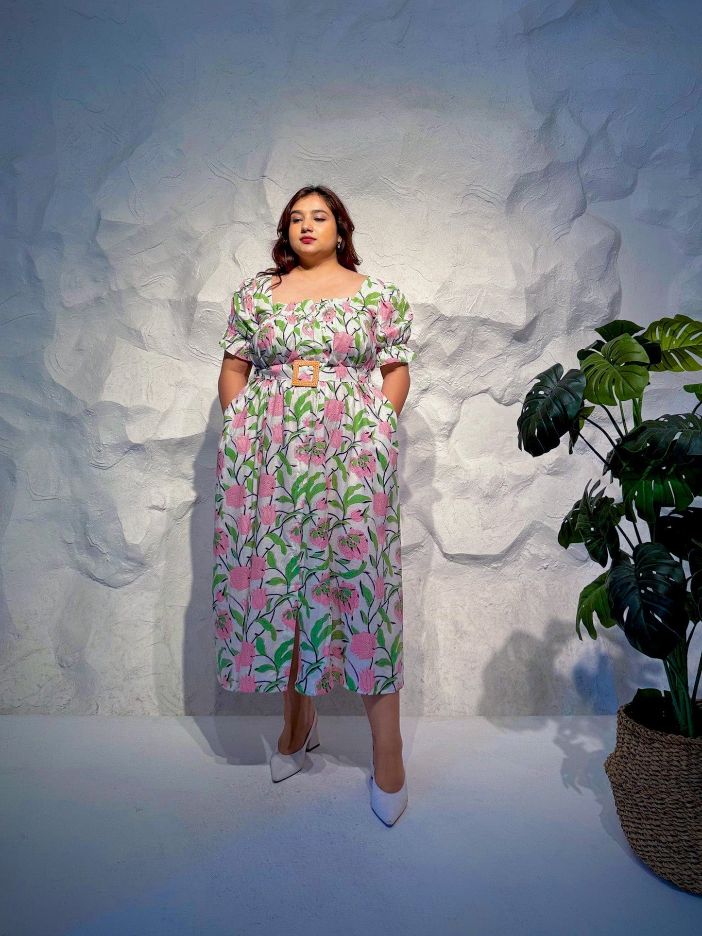 Mary Ann Printed Button-Down Midi Dress