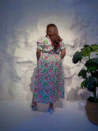 Mary Ann Printed Button-Down Midi Dress