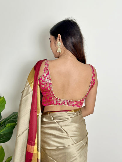 Warm Grey Beige Handwoven Silk Saree