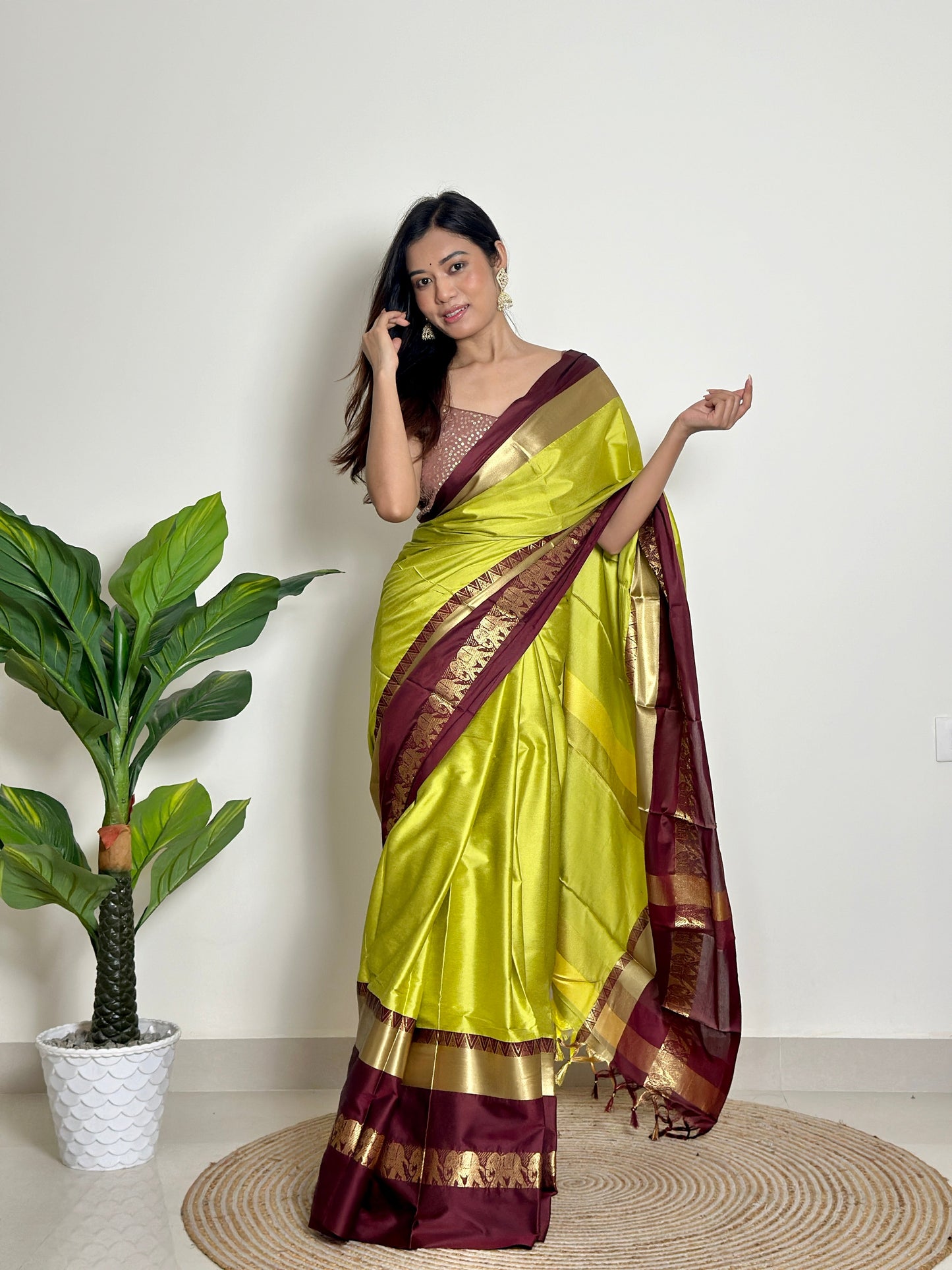 Lime Green Handwoven Silk Saree
