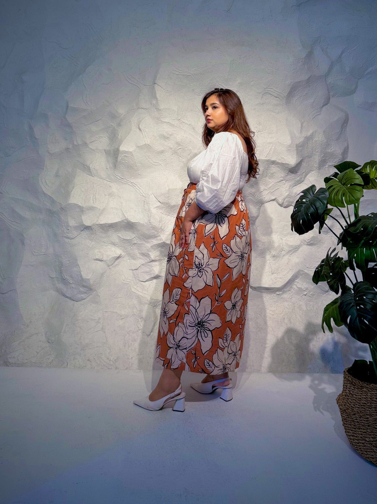 Saffira Printed Button-Down Midi Skirt