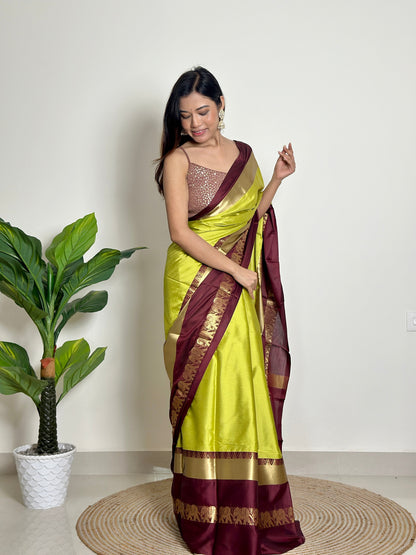 Lime Green Handwoven Silk Saree