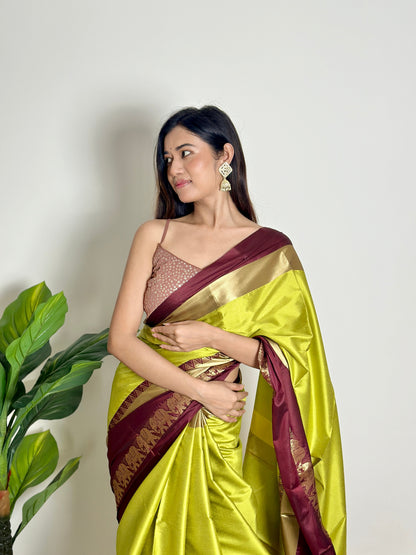 Lime Green Handwoven Silk Saree