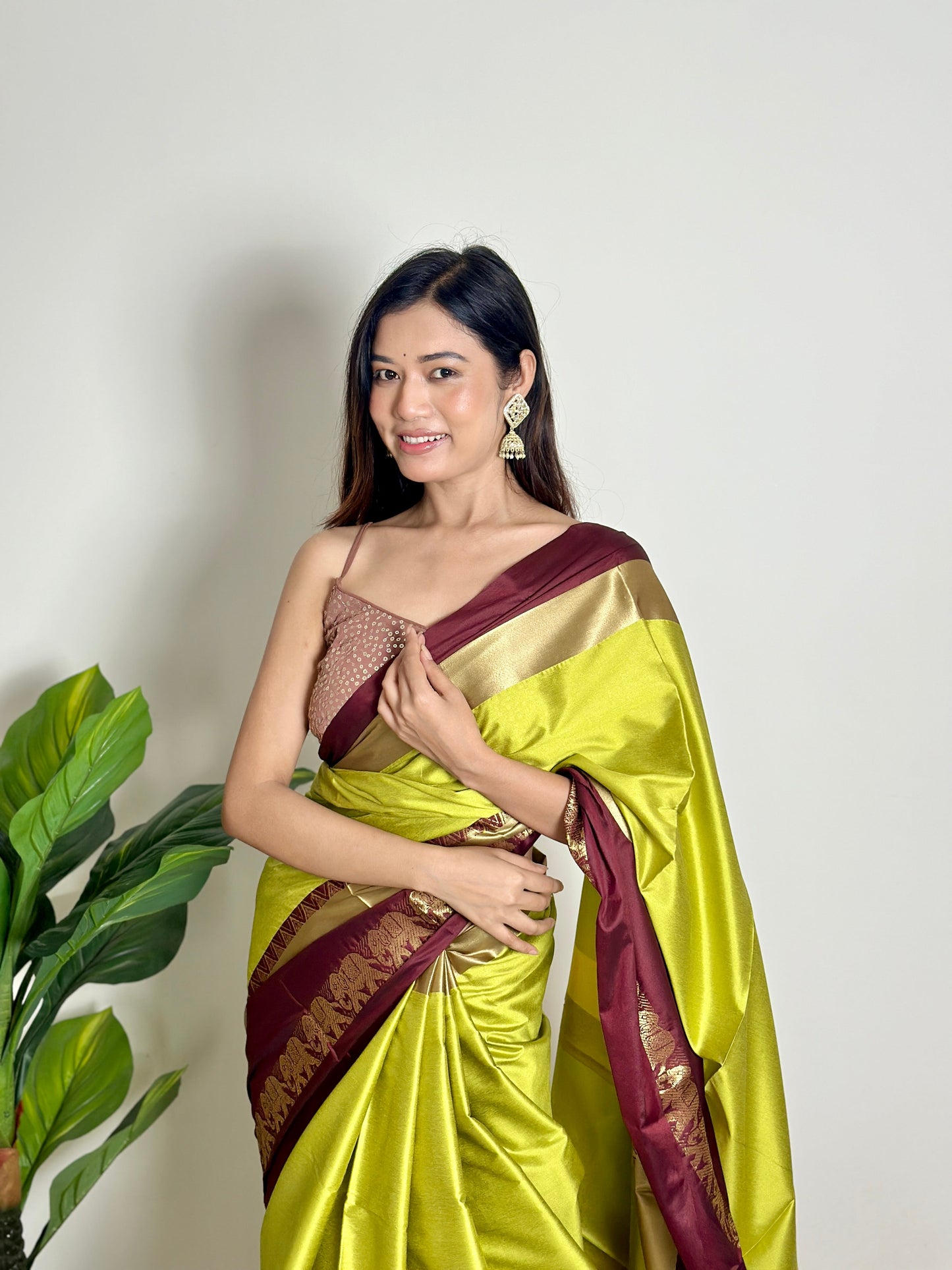 Lime Green Handwoven Silk Saree