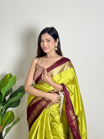 Lime Green Handwoven Silk Saree