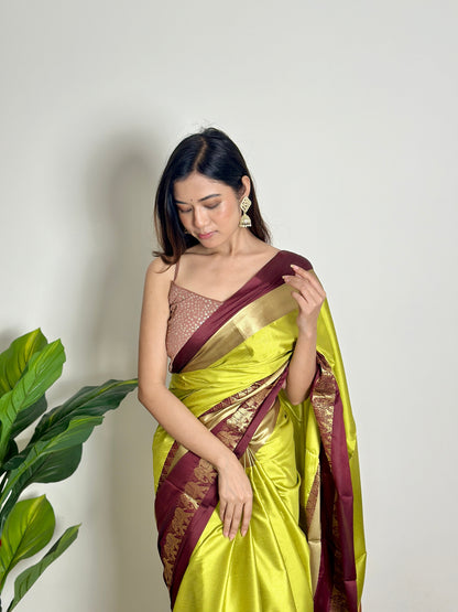 Lime Green Handwoven Silk Saree