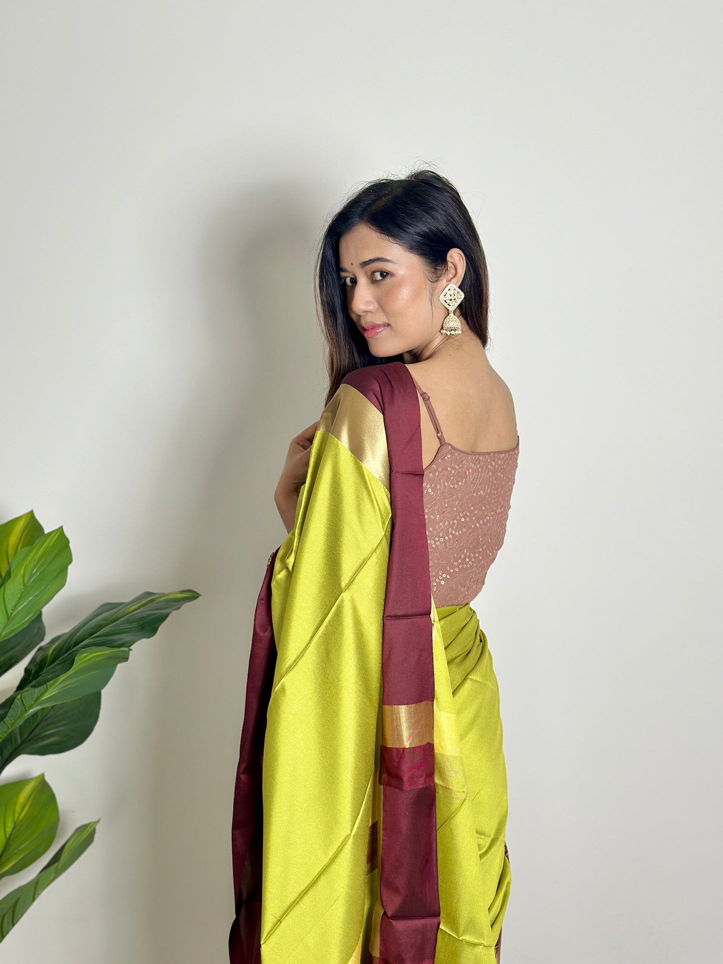 Lime Green Handwoven Silk Saree