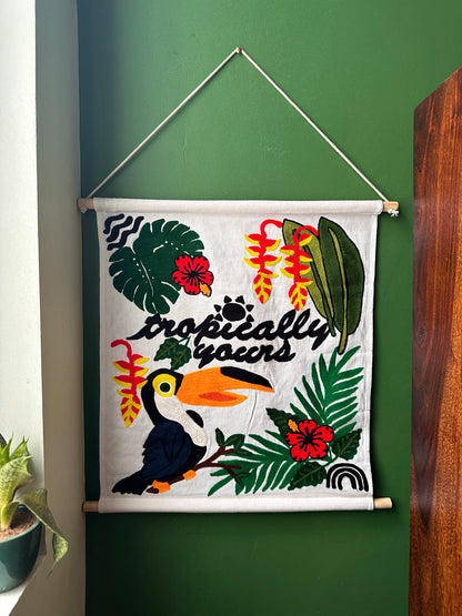 Tropically yours Multicolored Embroidered Wall