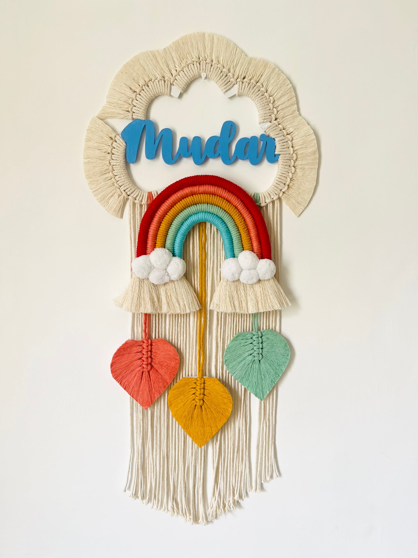 Cloud Rainbow Single Name Macrame Dreamcatcher