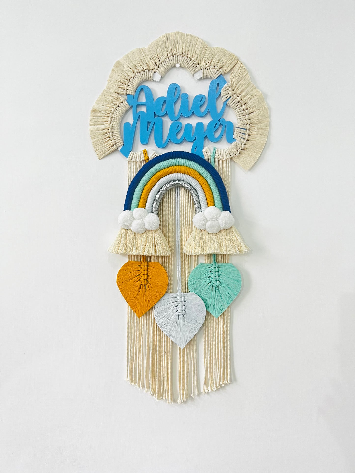 Cloud Rainbow Double Name Macrame Dreamcatcher