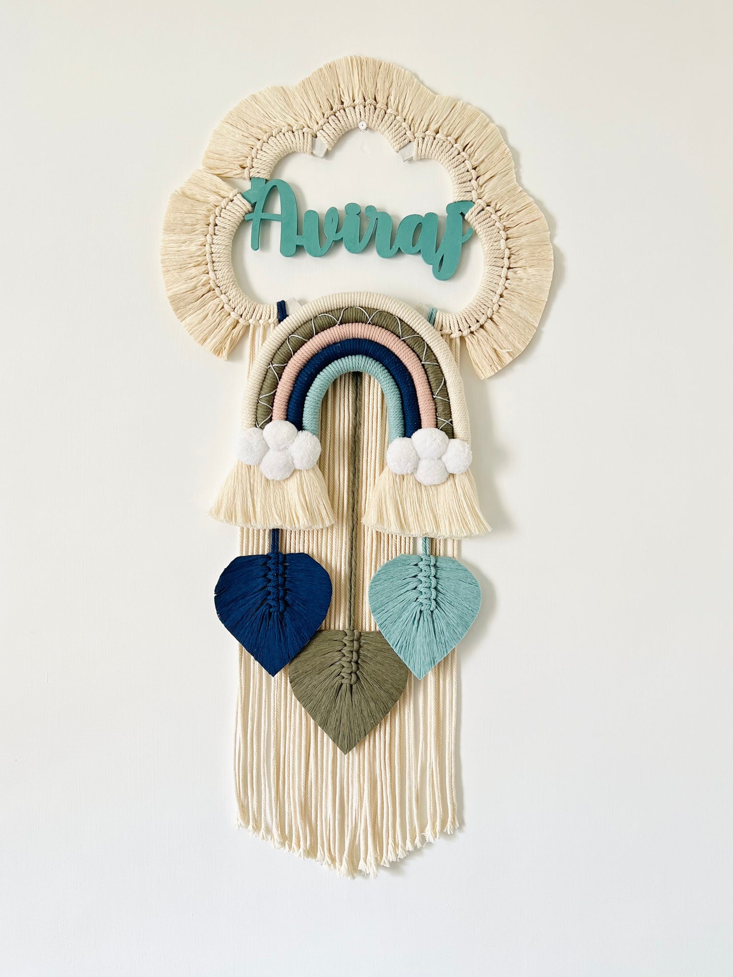 Cloud Rainbow Single Name Macrame Dreamcatcher