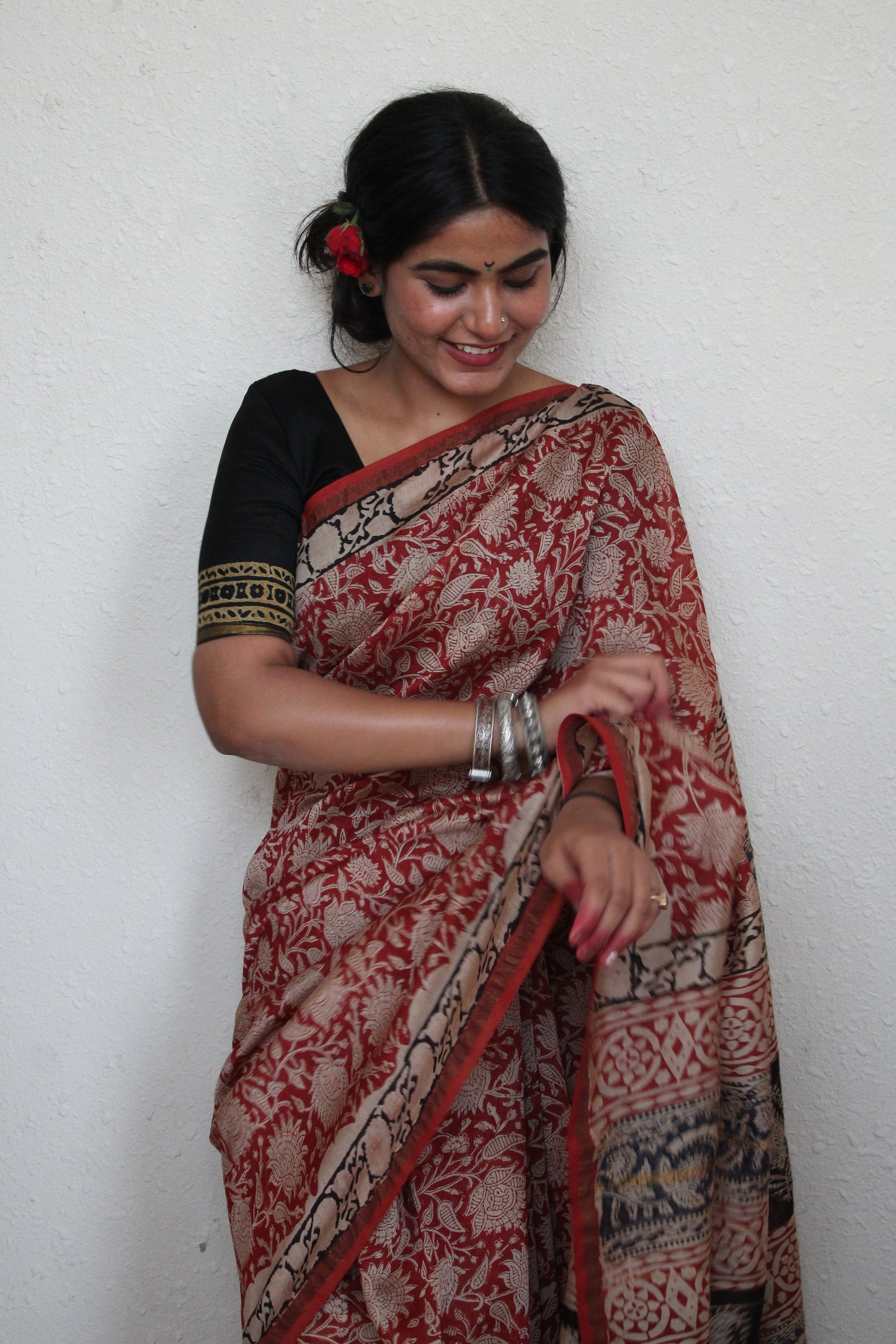 Shreshtha- Bagru Natural Dyes Handblock Printed - Chanderi Silk Saree