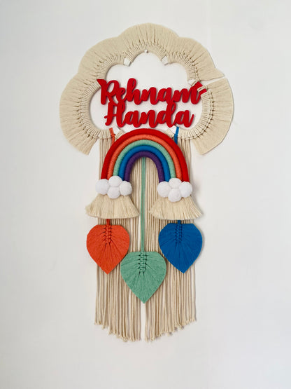 Cloud Rainbow Double Name Macrame Dreamcatcher