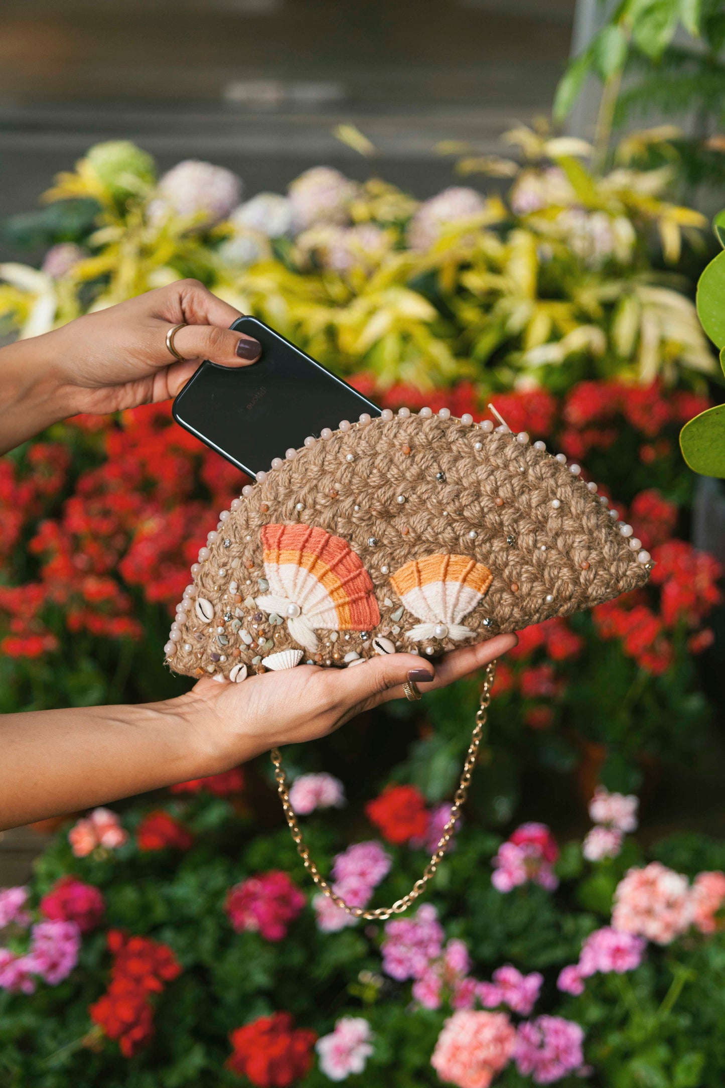 Sea Shell Half Moon Bag