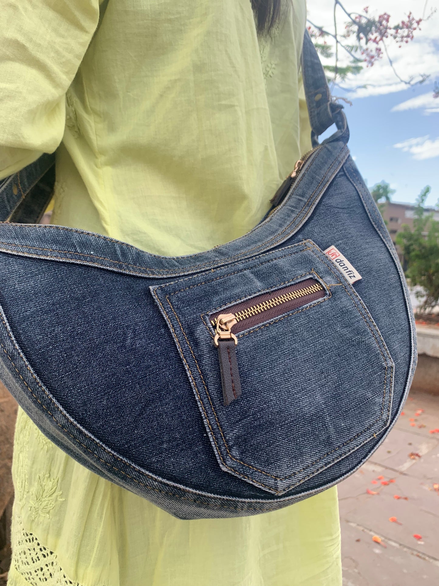 Denim Luna Hobo Bag