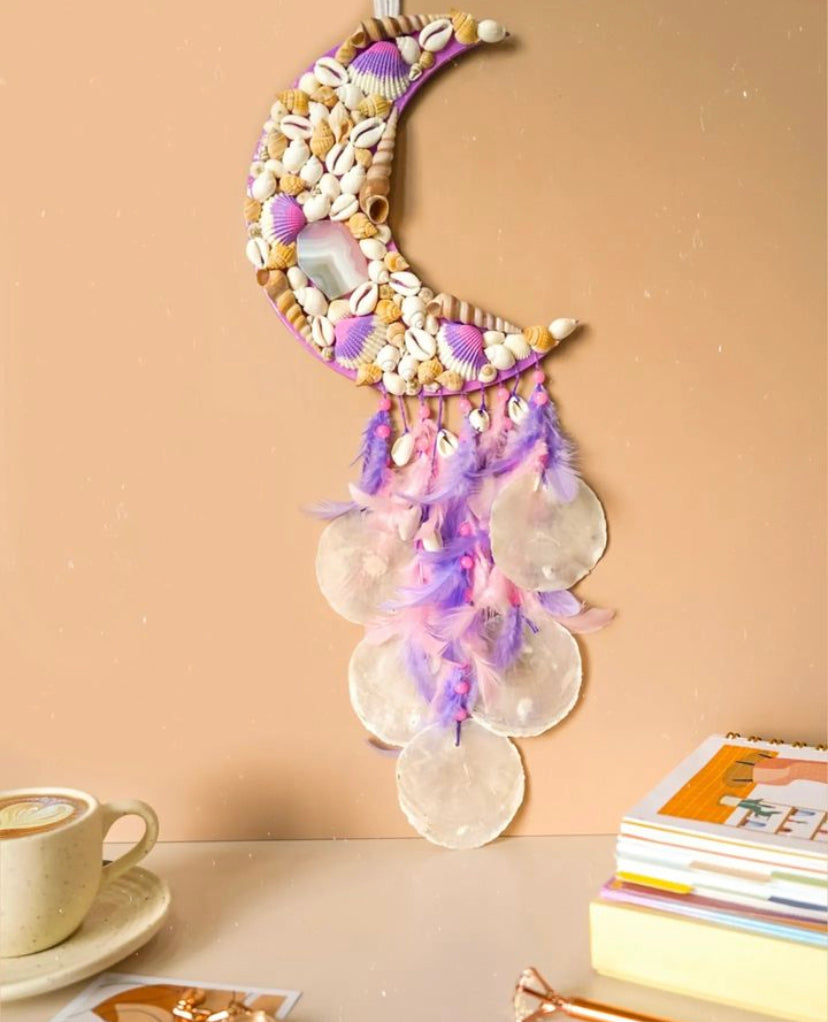 Pastel Pink Purple Moon Dreamcatcher