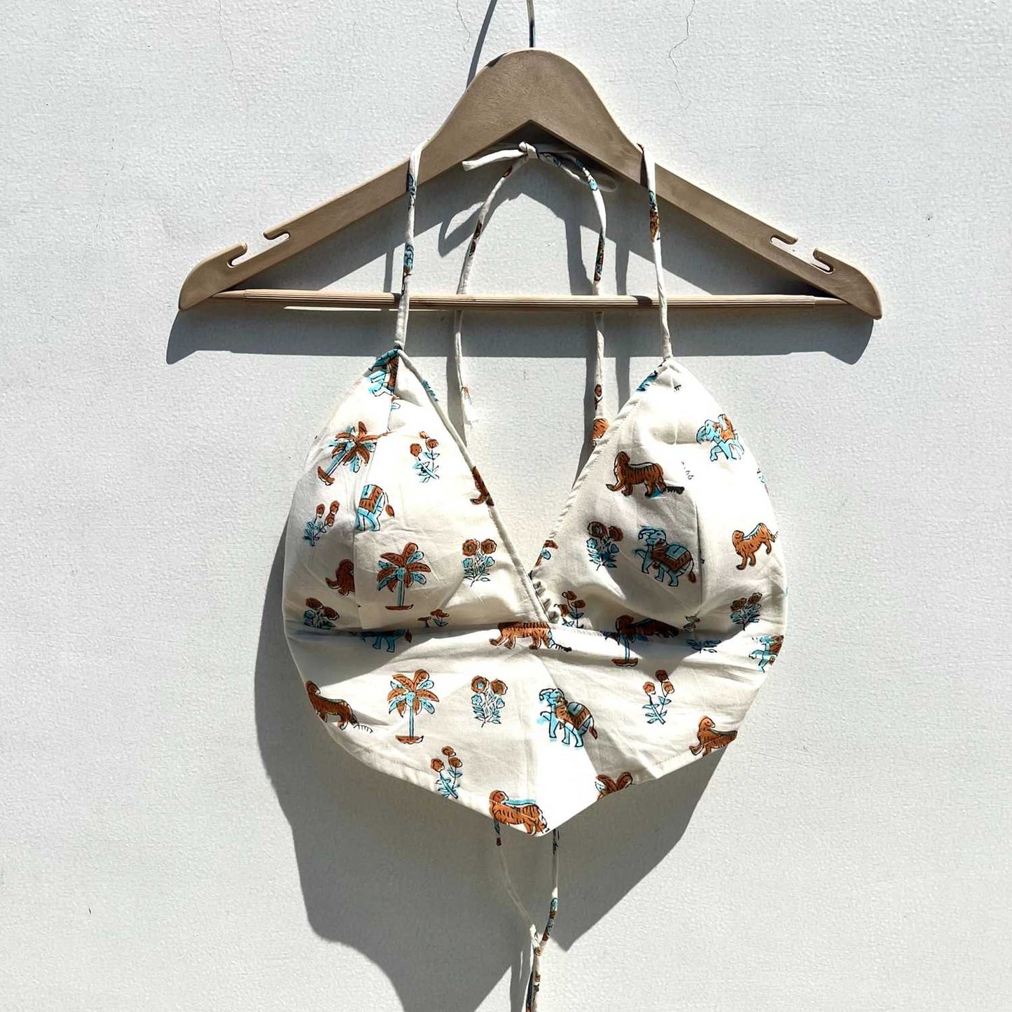 Blue Cotton Shirt with Summery Animal Bralette Combo