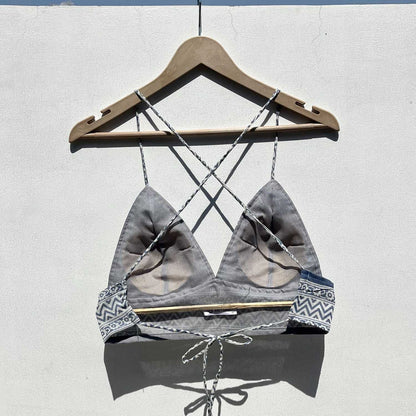 Grey Patch Mul Shirt with Bralette Combo