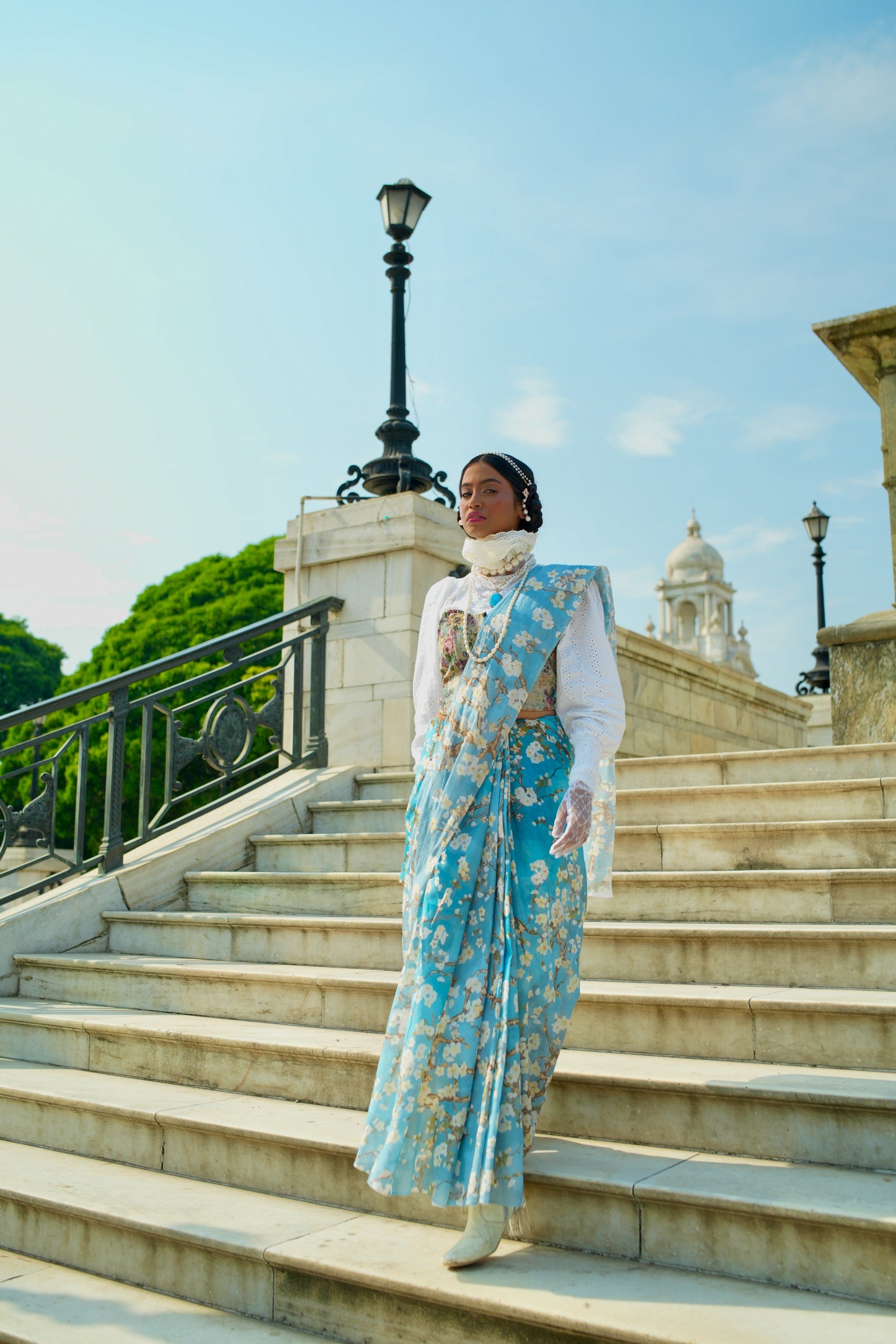 Almond Blossoms Mul Cotton Saree