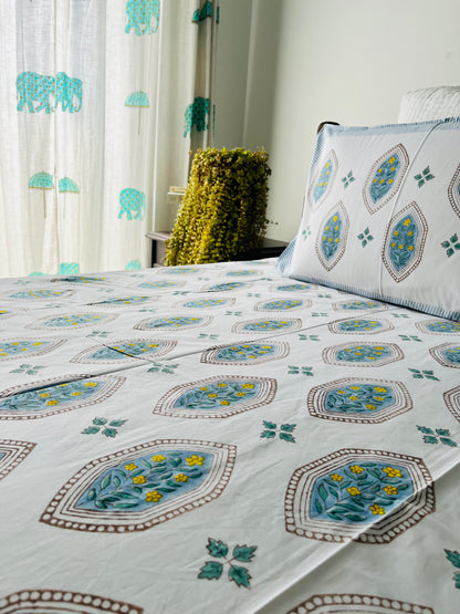 Nila Pila Hand Block Printed Cotton Bedsheet