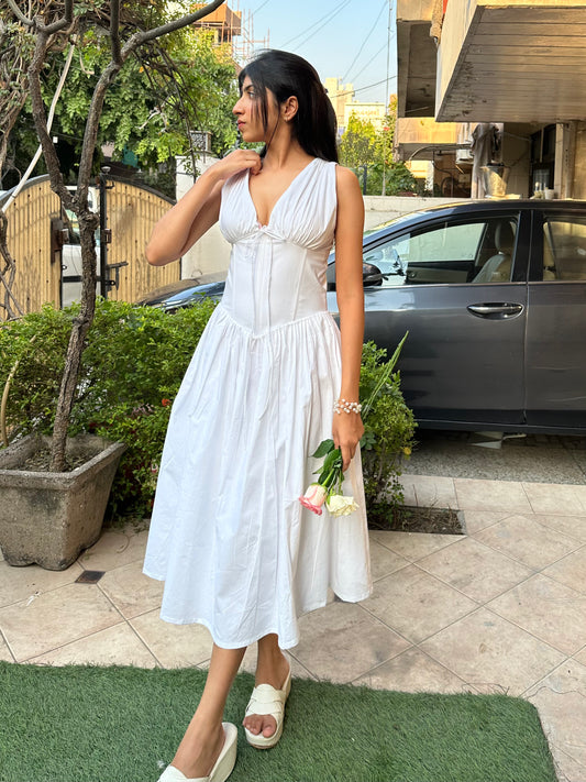 White Swan Cottage Core Dress