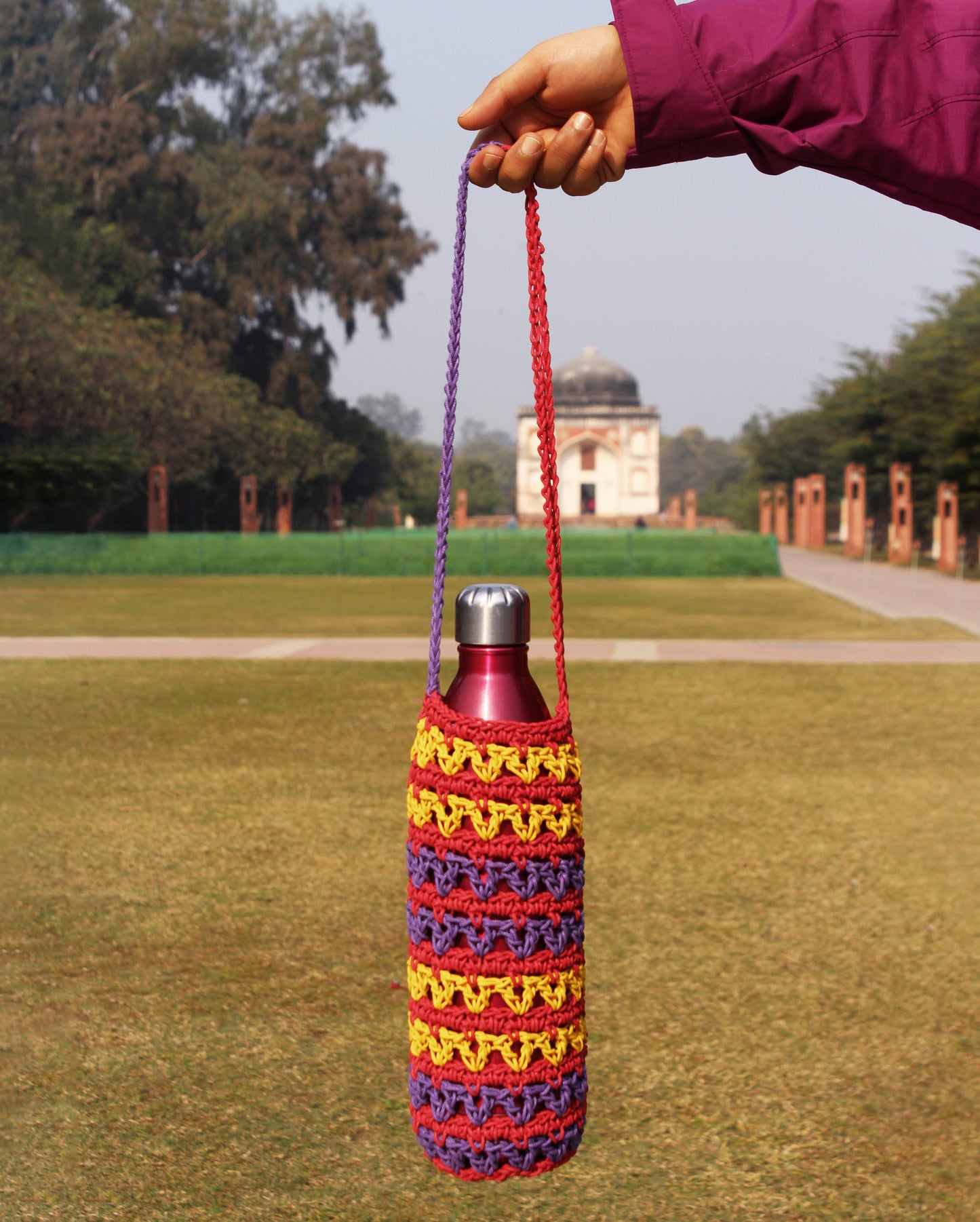 Multicolor Water Bottle Crochet Tote Bag