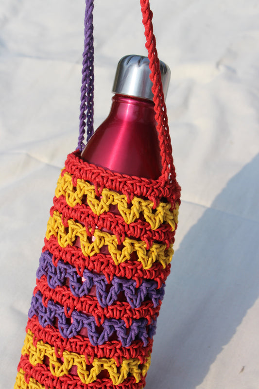 Multicolor Water Bottle Crochet Tote Bag