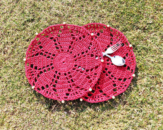 Pink Set of 2 Crochet Mats