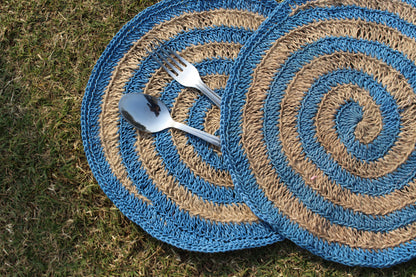 Blue Set of 2 Crochet Mats